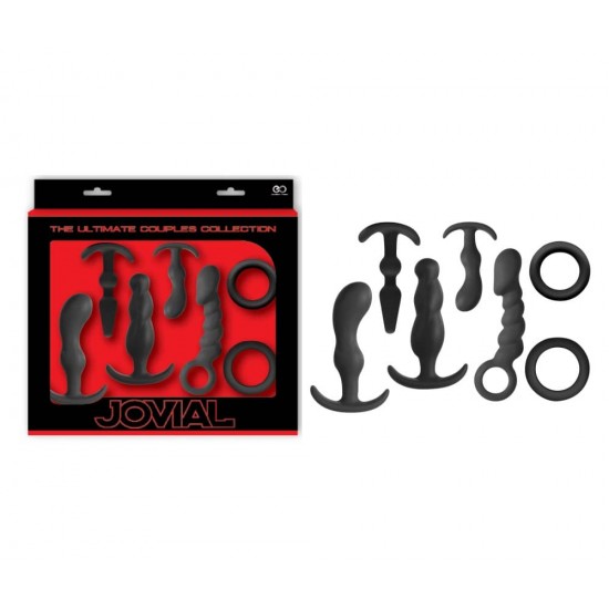 JOVIAL KIT SET I – силиконов комплект 5 анални плъгове и 2 пенис рингове