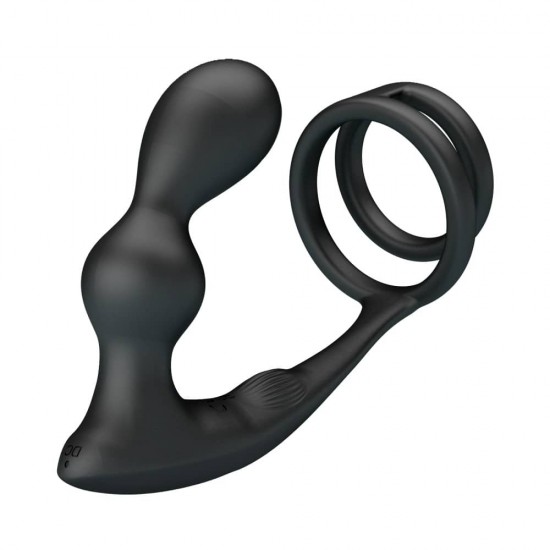 Mr. Play Vibrating Prostate Massager II – 2-в-1 черно изкушение за твърда ерекция и палав простатен масаж