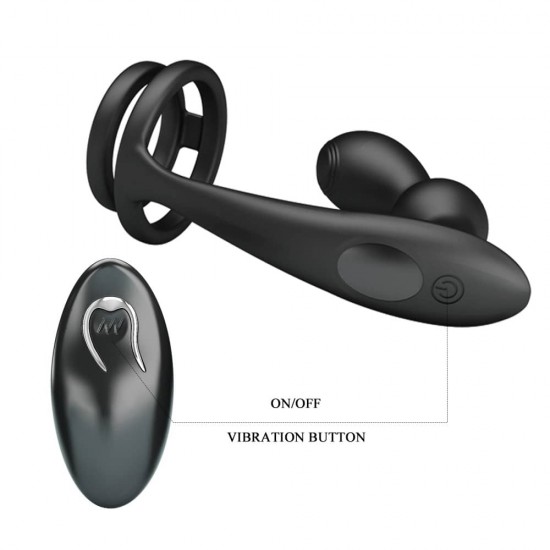 Mr. Play Vibrating Prostate Massager II – 2-в-1 черно изкушение за твърда ерекция и палав простатен масаж