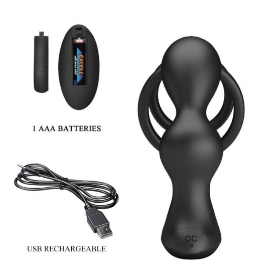 Mr. Play Vibrating Prostate Massager II – 2-в-1 черно изкушение за твърда ерекция и палав простатен масаж