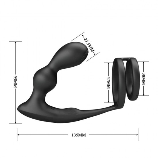 Mr. Play Vibrating Prostate Massager II – 2-в-1 черно изкушение за твърда ерекция и палав простатен масаж