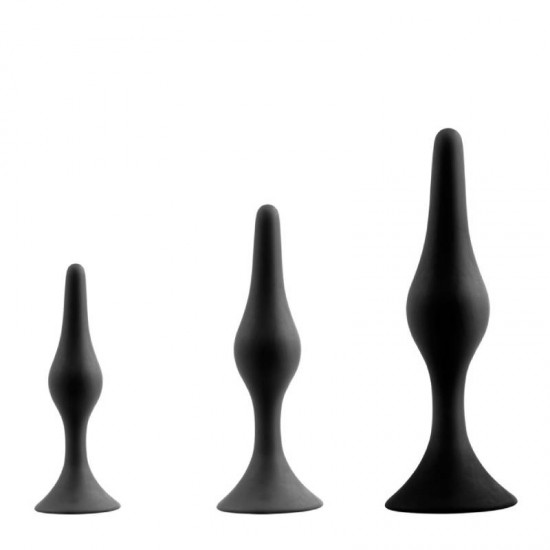 Комплект 3 силиконови анални тапи с вендуза, унисекс - Back Up 3/4/5.5 Silicone Butt Plug