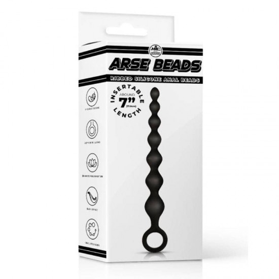 Анални топчета 20.5 см силиконови с 7 фини степени - Arse Beads 7" Ribbed Silicone Anal Beads II
