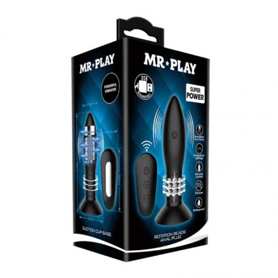 Анален вибратор с въртящи топчета, дистанционно и вендуза – Mr. Play Rotation Beads Анален вибратор с въртящи топчета, дистанционно и вендуза – Mr. Play Rotation Beads