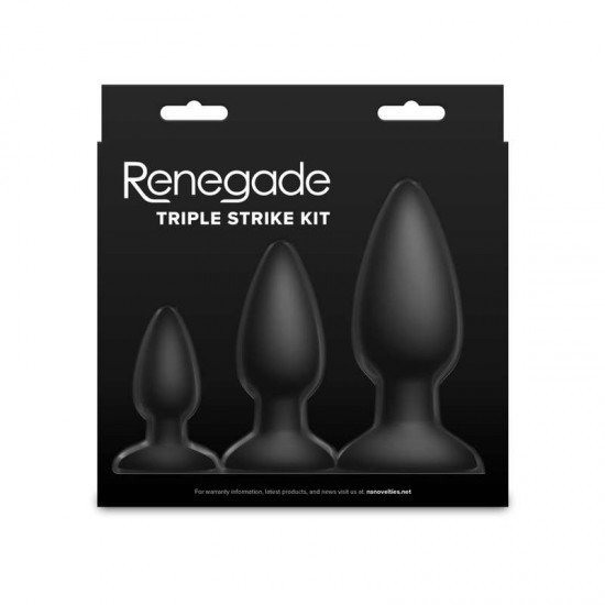 Комплект от 3 силиконови анални тапи за постепенно разширяване – Renegade Triple Strike Kit Black Комплект от 3 силиконови анални тапи за постепенно разширяване – Renegade Triple Strike Kit Black