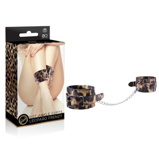 Кожени белезници за крака леопардов дизайн LEOPARD FRENZY ANKLE CUFFS