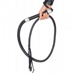 Кожен камшик 130см дълъг от изкуствена кожа Rhinestone Handle Whip Leg Avenue