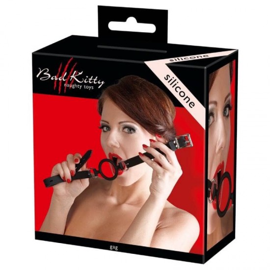 Регулируем черен O-ring кляп с твърд силиконов ринг 5 см – Bad Kitty Gag Silicone 2