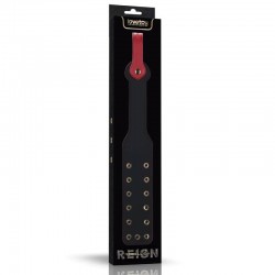 Двоен BDSM падъл с кухи нитове и силен звуков ефект – 15'' Rebellion Reign Paddle Dual-Branch Двоен BDSM падъл с кухи нитове и силен звуков ефект – 15'' Rebellion Reign Paddle Dual-Branch