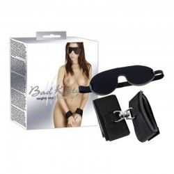 Белезници за секс и маска комплект Bad Kitty Wristcuffs Eyemask