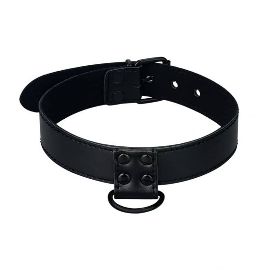 Секси чокър за врат FETISH BLACK MATT COLLAR WITH LEASH