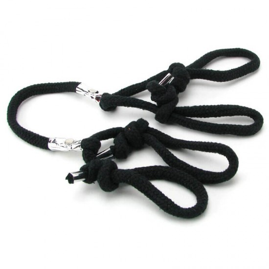 БДСМ комплект Въже за ръце и крака + Маска за очи Silk Rope Hogtie 