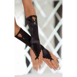 Черни сатенени ръкавици с дантела и отворени пръсти – Gloves 7710 Черни сатенени ръкавици с дантела и отворени пръсти – Gloves 7710