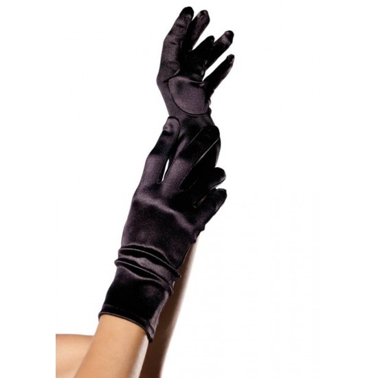 Черни сатенени ръкавици до китката за елегантна съблазън – Wrist Length Satin Gloves, black, O/S Черни сатенени ръкавици до китката за елегантна съблазън – Wrist Length Satin Gloves, black, O/S