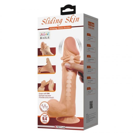 Sliding Skin 9.4" Flesh II - Вибриращ реалистичен дилдо с вендуза и дистанционно, 24 см Sliding Skin 9.4" Flesh II - Вибриращ реалистичен дилдо с вендуза и дистанционно, 24 см