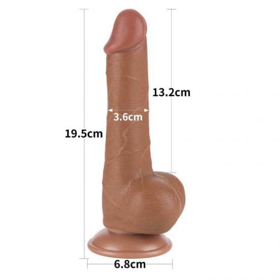 Дилдо среден размер пенис с подвижна кожа 7.5'' Sliding Skin Dual Layer Dong Brown II
