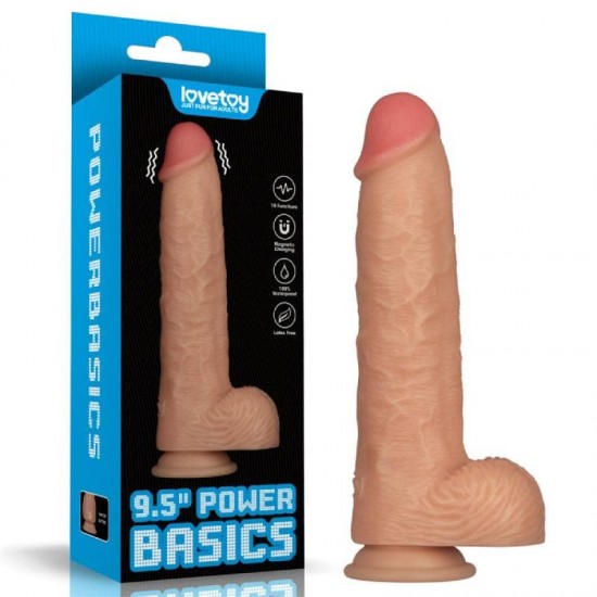 Голямо вибриращо дилдо 23см пенис отливка презареждаем - 9.5'' Vibrating Power Basics Cock