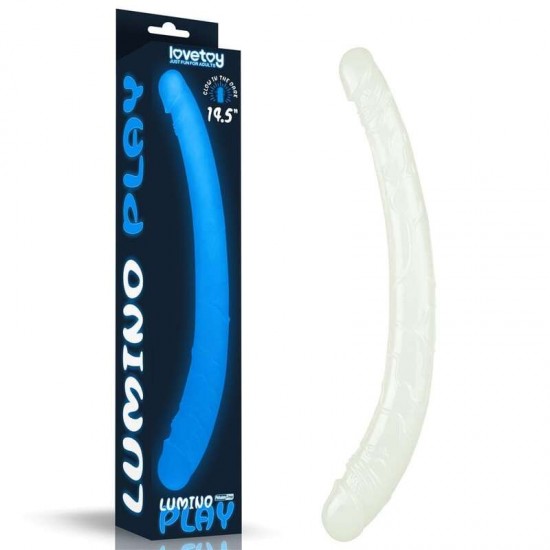 Двустранно дилдо 37 см с два диаметъра и гъвкава форма, светещо – Lumino Play Double Dildo