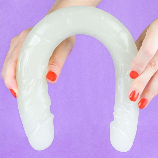 Двустранно дилдо 37 см с два диаметъра и гъвкава форма, светещо – Lumino Play Double Dildo