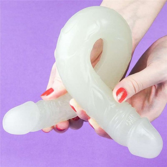 Двустранно дилдо 37 см с два диаметъра и гъвкава форма, светещо – Lumino Play Double Dildo