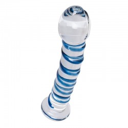 Стъклено дилдо с релеф Blue Stips Стъклено дилдо с релеф Blue Stips