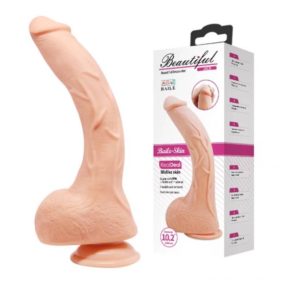 Голям Пенис 26см Дилдо Beautiful Jack 10,2 " Dildo Извит Гъвкав Мъжки Член