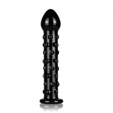 Стъклено Дилдо с релеф Glass Romance Black
