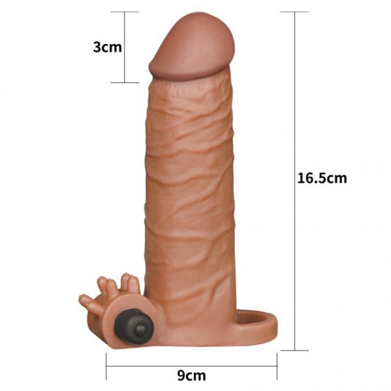 Pleasure X-Tender Vibrating Penis Sleeve #1 Brown – удължаващ пенис ръкав с вибрация