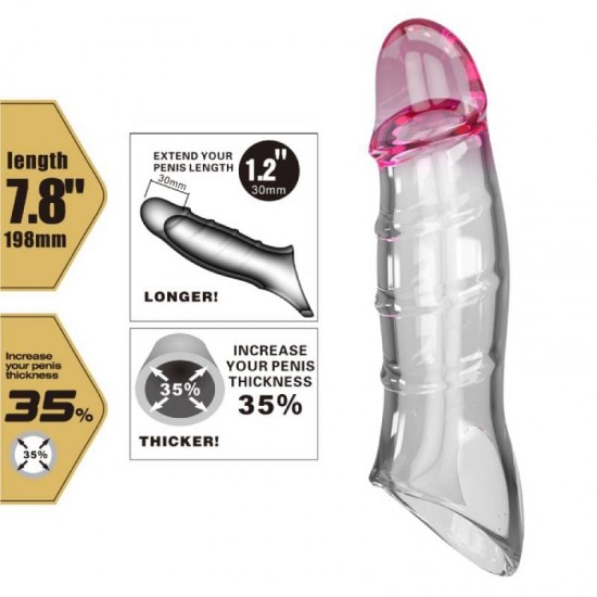 Прозрачен пенис ръкав за увеличаване на обема на члена - Pretty Love Damell Clear