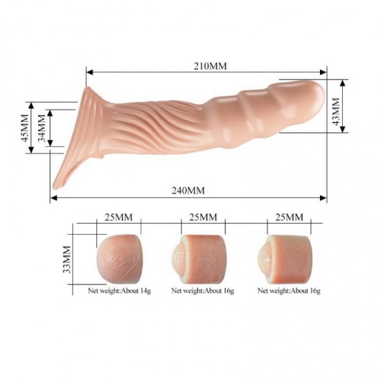 Удължаващ телесен пенис ръкав с 3 приставки - Pretty Love Penis Sleeve II