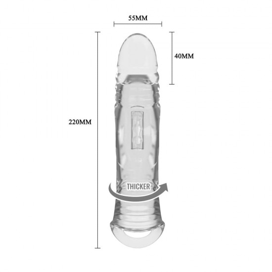 Удължаващ пенис ръкав 22 см, добавя 4 см дължина, прозрачен – Pretty Love Penis Sleeve I