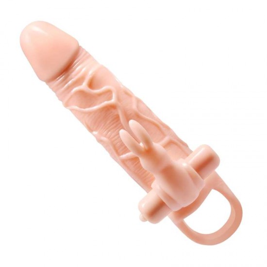 Удължаващ вибриращ пенис ръкав с клитор стимулатор зайче - Pretty Love Brave Man Vibrating Penis Sleeve