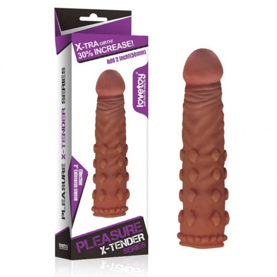 Пенис Удебелител Релефен Pleasure X-Tender Penis Sleeve Brown 5