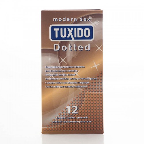 Релефни презервативи Tuxido Dotted 12бр.  за допълнитена стимулация на жената