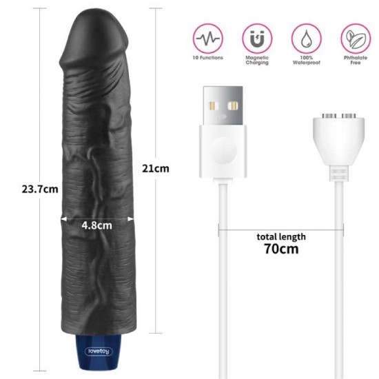 Голям Черен Пенис Вибратор 23см презареждаем - 9.5" REAL SOFTEE Rechargeable Vibrating Dildo Black Голям Черен Пенис Вибратор 23см презареждаем - 9.5" REAL SOFTEE Rechargeable Vibrating Dildo Black