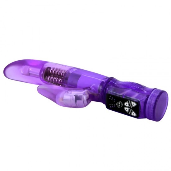 Въртящ вибратор за G-точка с клиторен стимулатор – Happy Angel 22 cm Purple
