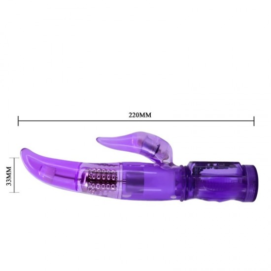Въртящ вибратор за G-точка с клиторен стимулатор – Happy Angel 22 cm Purple