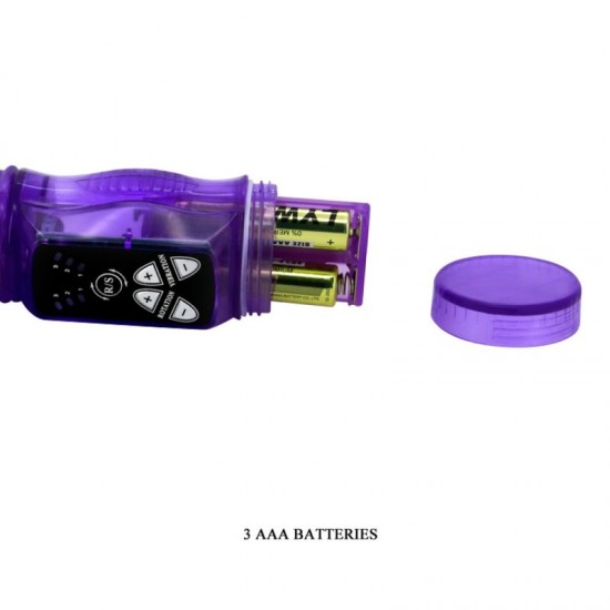 Въртящ вибратор за G-точка с клиторен стимулатор – Happy Angel 22 cm Purple