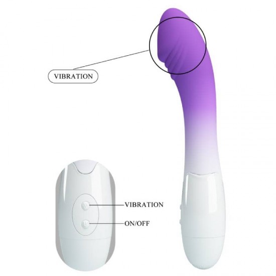 Силиконов вибратор с извивка и 30 режима - Pretty Love Elemental Purple/White