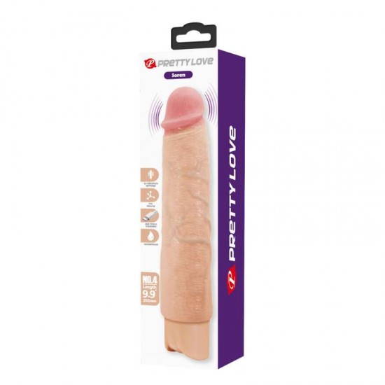 Голям вибратор реалистичен 25,2 см, презареждаем с 10 режима – Pretty Love Soren Flesh