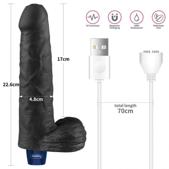 Презареждаем вибратор дилдо 22,6 см с 10 функции – Lovetoy 9" REAL SOFTEE Rechargeable Vibrating Dildo Black Презареждаем вибратор дилдо 22,6 см с 10 функции – Lovetoy 9" REAL SOFTEE Rechargeable Vibrating Dildo Black