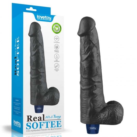 Дилдо вибратор голям 27 см с 10 функции – Lovetoy 10.5" REAL SOFTEE Rechargeable Vibrating Dildo Black