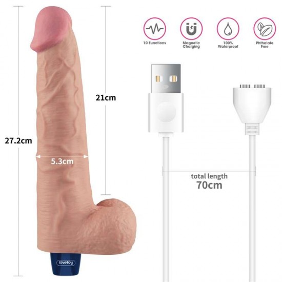Голям телесен вибратор дилдо 27,2 см с 10 режима и мека TPE текстура – 10.5" REAL SOFTEE Rechargeable Vibrating Dildo Flesh Голям телесен вибратор дилдо 27,2 см с 10 режима и мека TPE текстура – 10.5" REAL SOFTEE Rechargeable Vibrating Dildo Flesh