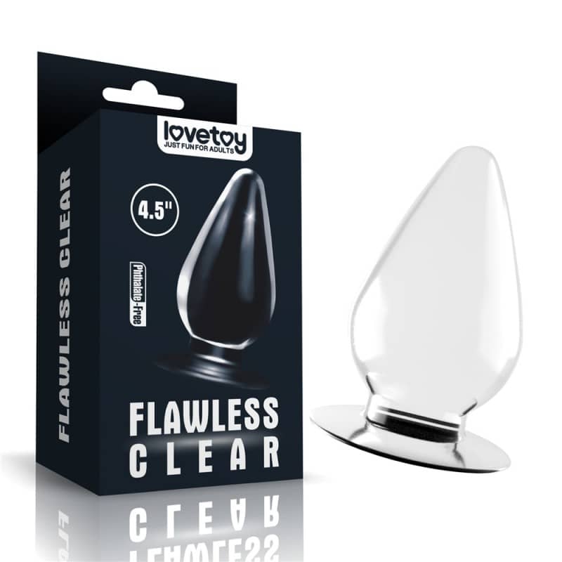 Широк прозрачен анален разширител от еластичен материал Flawless Clear Anal Plug код: 2459 онлайн цена с дискретна доставка от Секс Магазин Еротика