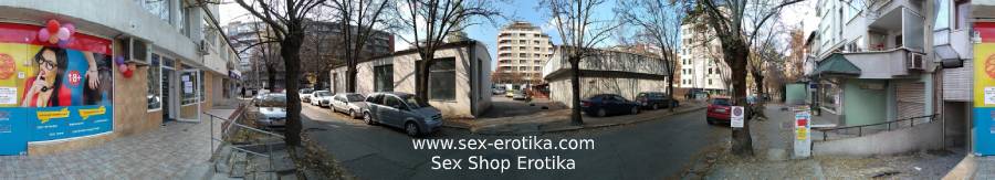 360 градусова панорамна снимка на Секс Шоп Еротика София - Sex Shop Erotika Sofia Seks Magazin panoramna snimka в кв. Стрелжище, бул. Гоце Делчев 113 ( на ъгъла с ул. Тулча 47), Sofia, Bulgaria пк. 1404