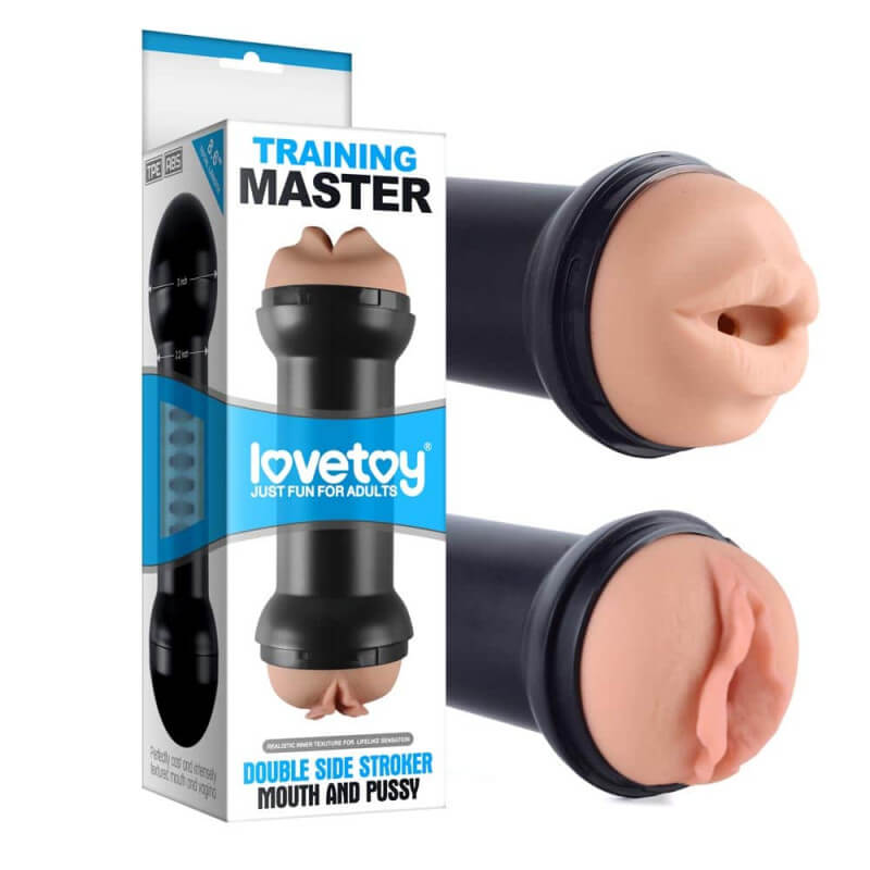 Мастурбатор Вагина и Уста Training Master Double Side Stroker Mouth and Pussy Lovetoy за стандартен секс и орален секс двустранна секс играчка 