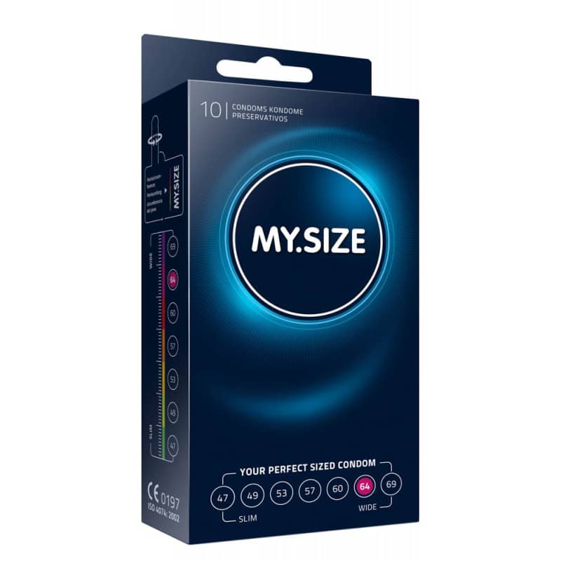 Презервативи с голям размер My Size 64 - 10 броя латексови кондоми с ширина 64мм код: 2100 цена с напълно дискретна доставка и опаковка